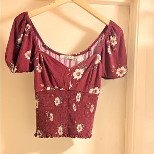 Liberty Love Burgundy Floral Crop Top
